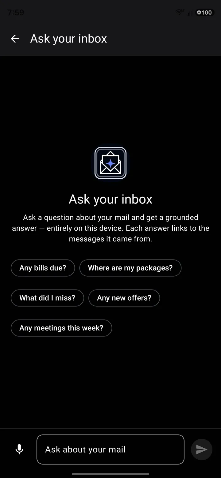 Screenshot of Mailie Pro: Ask your inbox